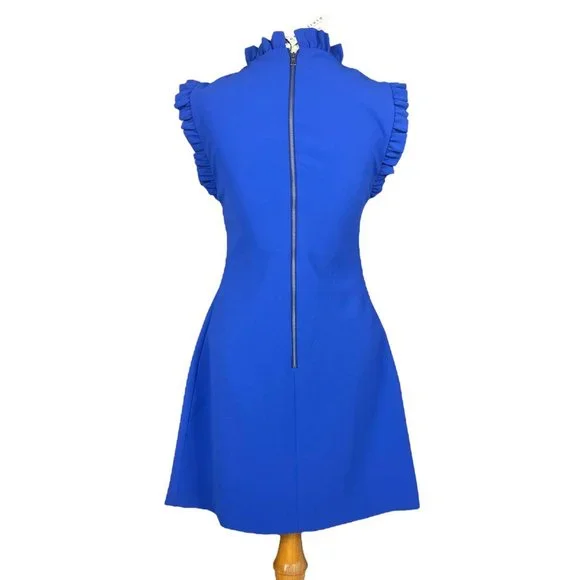 Alice + Olivia NWT 'Elsa' Ruffle Collar Mini Dress in 'Ultramarine' Blue Size 4 - Picture 7 of 16